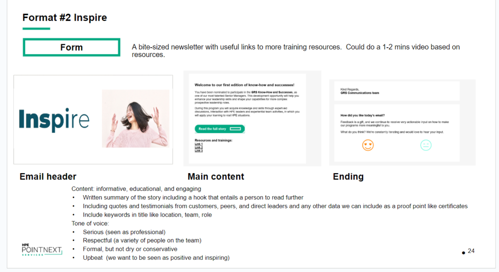 A screenshot of the mail elements of the newsletter - header, body, and ending